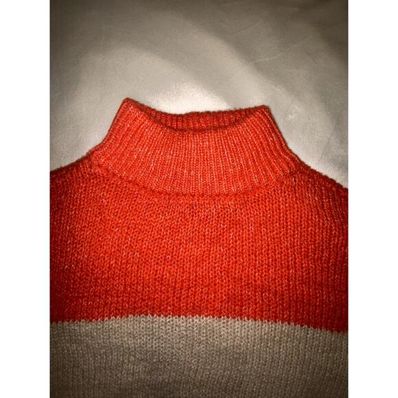 Aerie Womens Red Knit Colorblock Mock Neck Sweater Size M - Picture 3 of 7